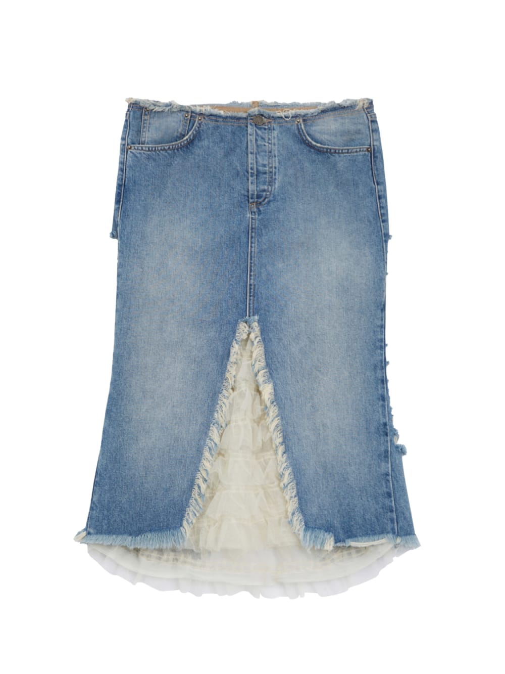 Distressed Denim Skirt