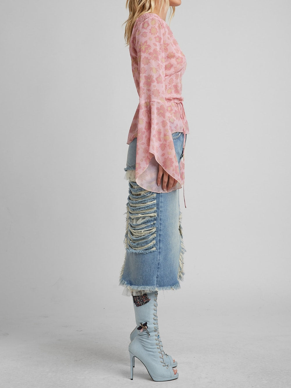 Distressed Denim Skirt