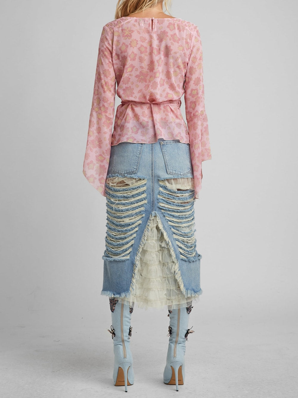 Distressed Denim Skirt