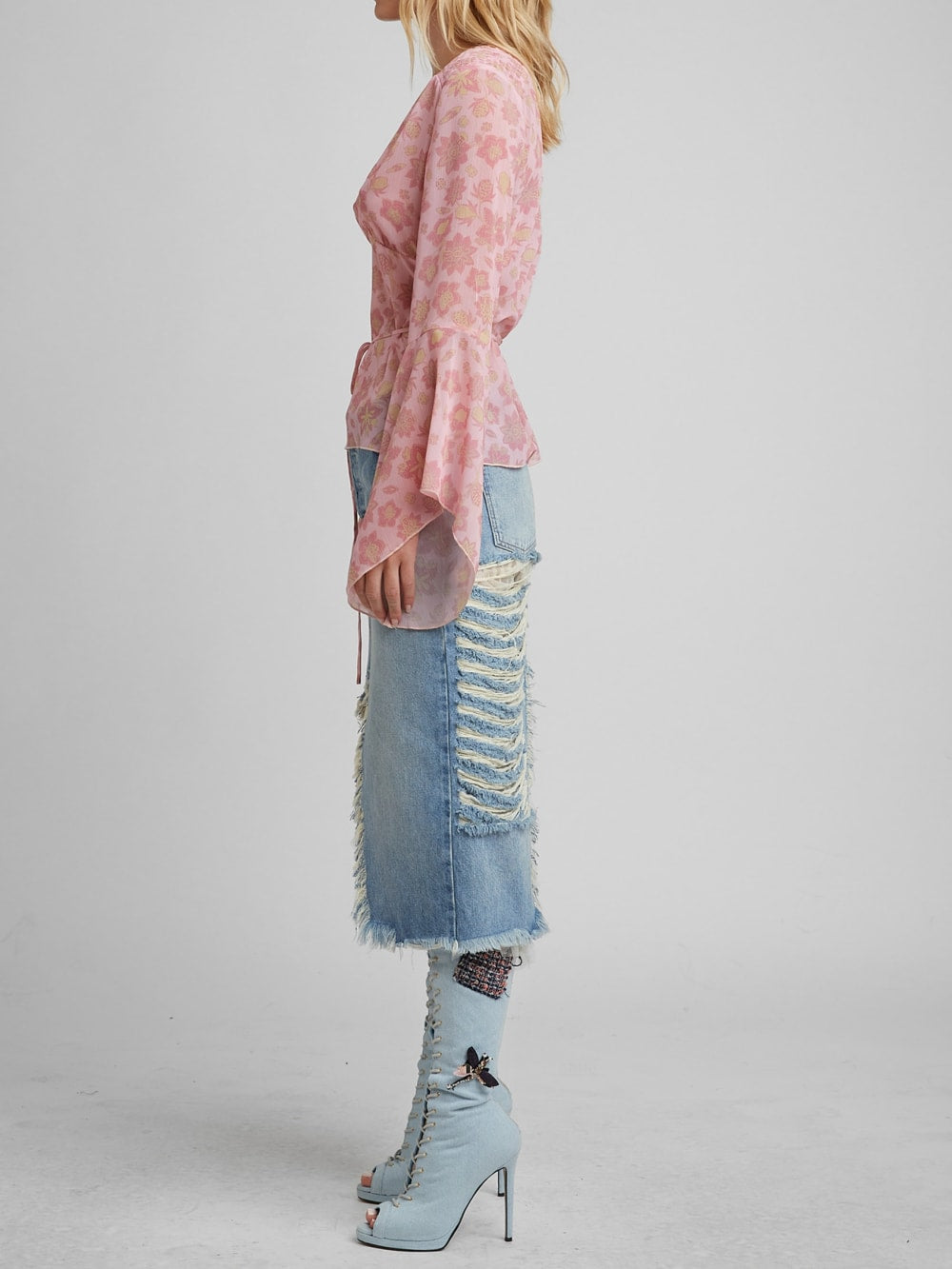 Distressed Denim Skirt
