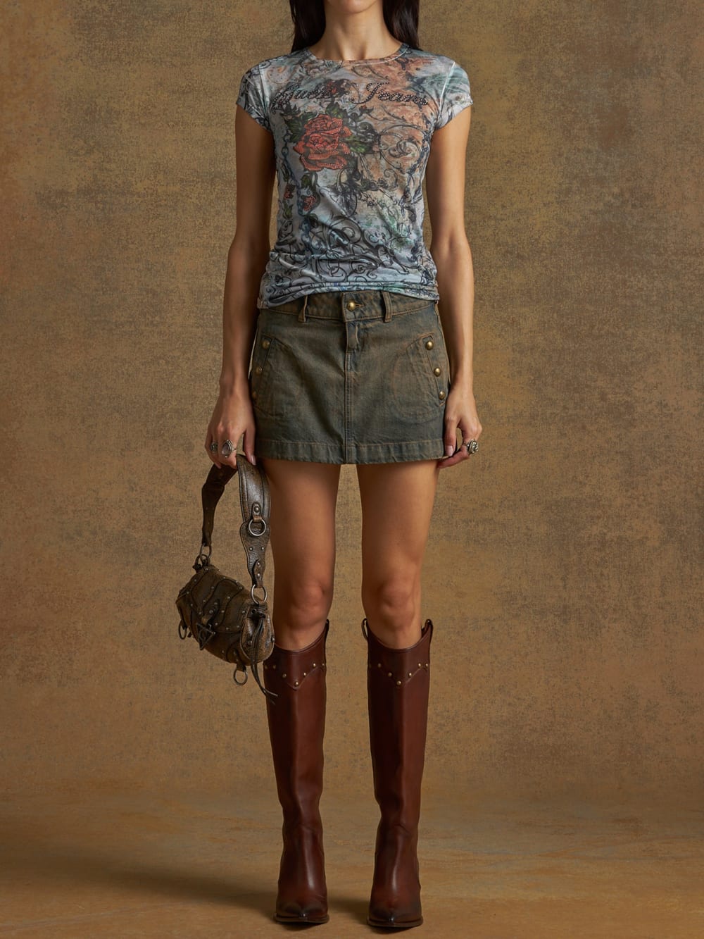 denim mini skirt