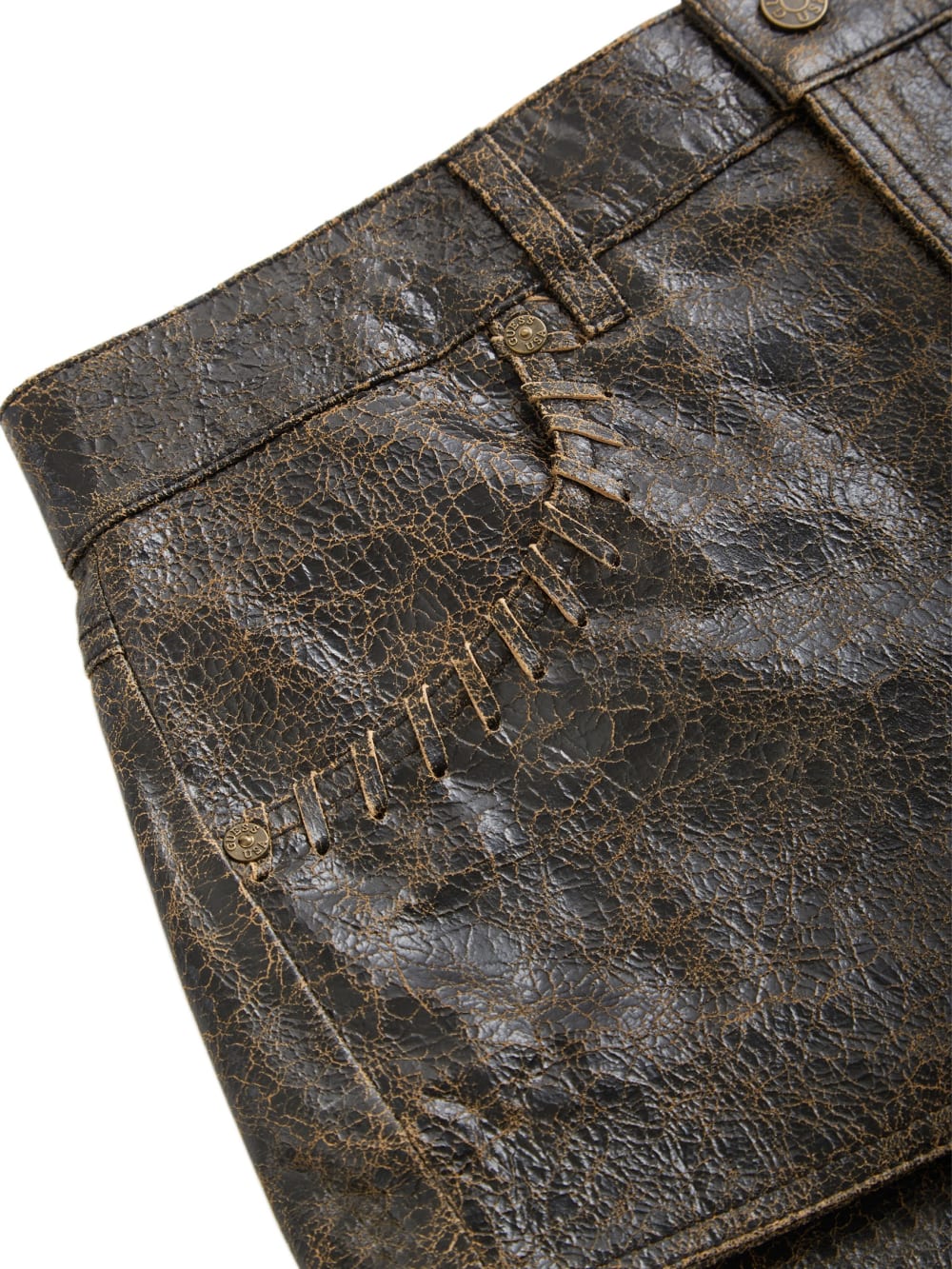 crackle leather shorts
