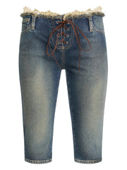 lace-up capri jeans