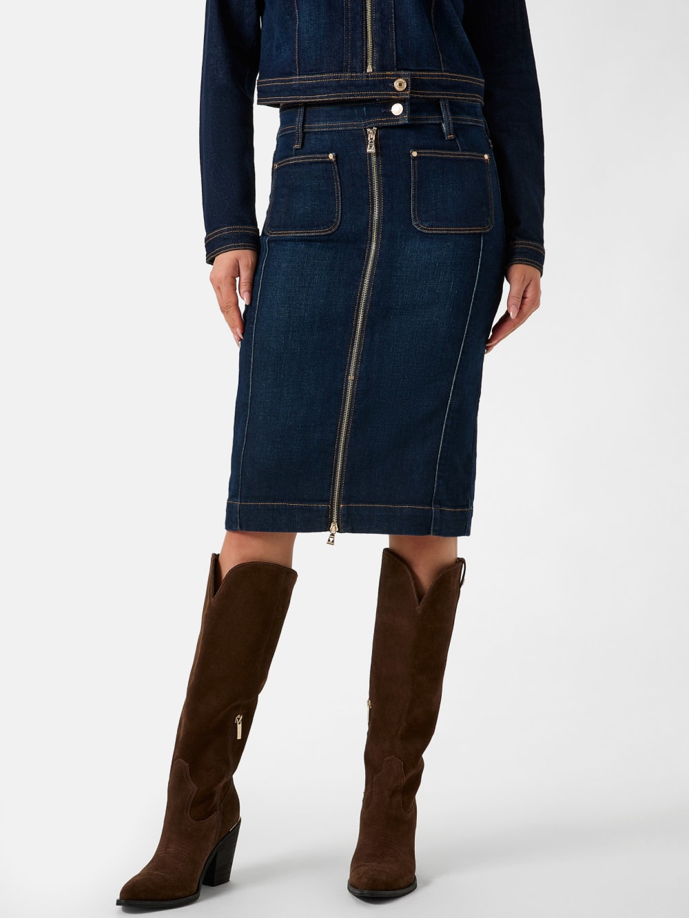 Denim midi skirt