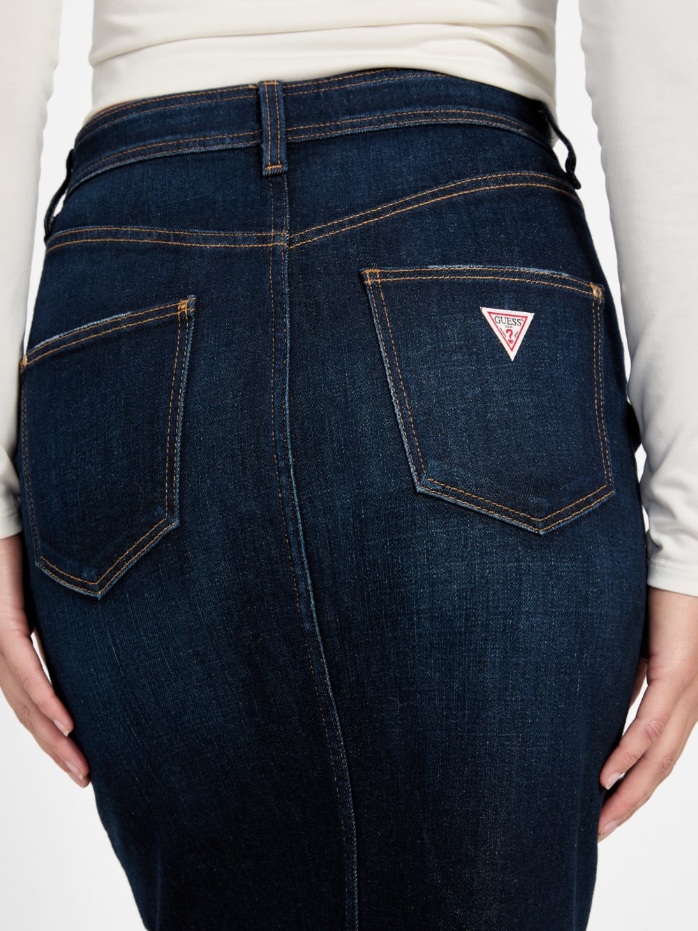 Denim midi skirt