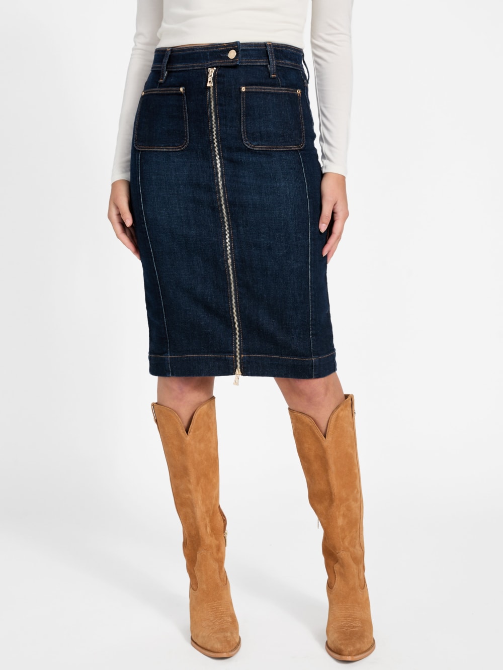 Denim midi skirt