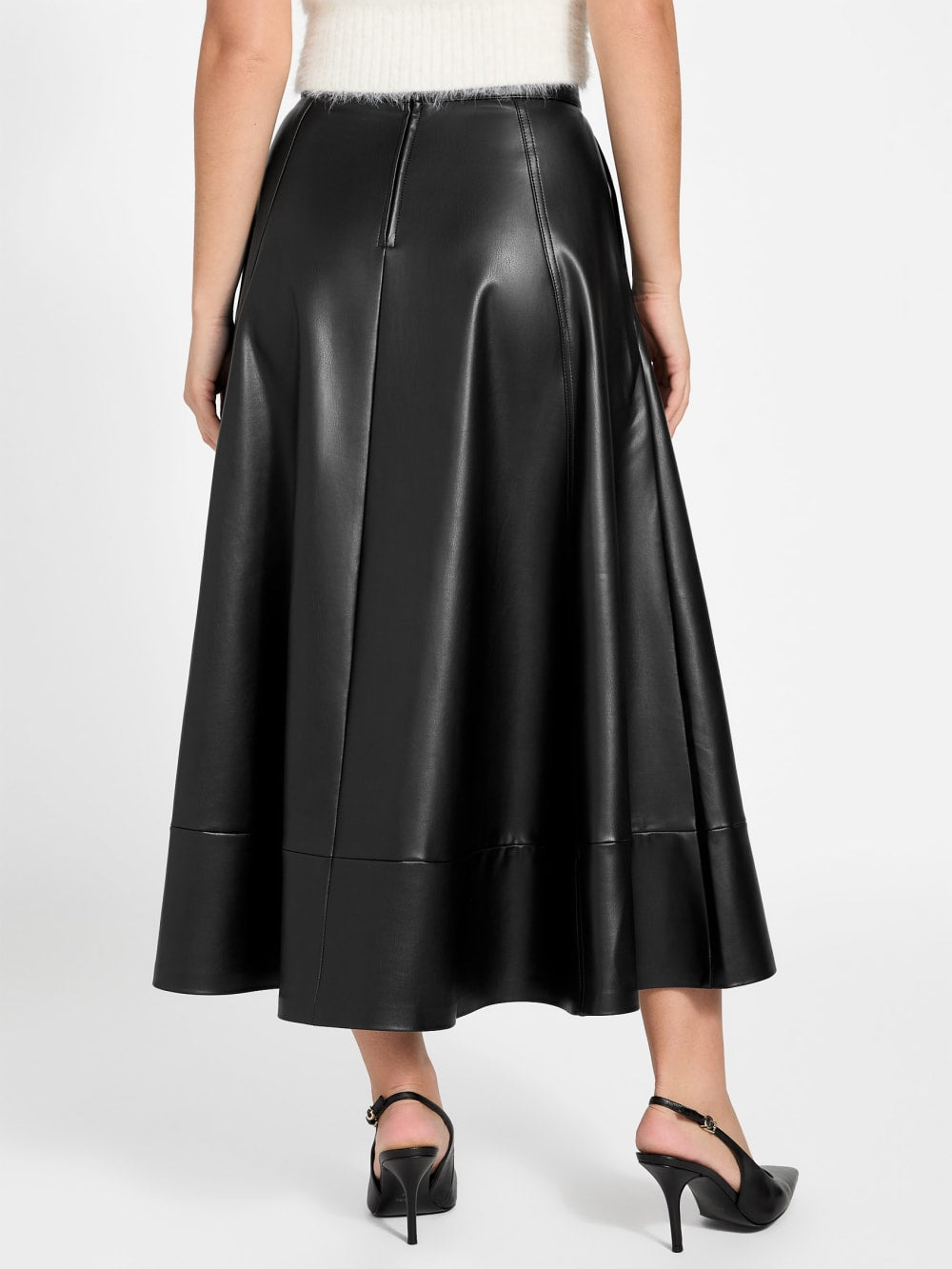 Delores Faux-leather Circle Skirt