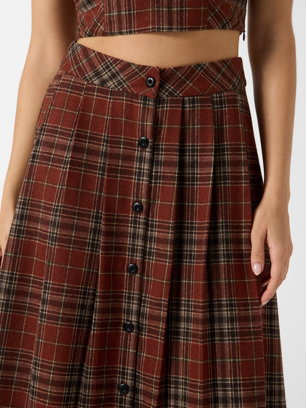Pia Plaid Midi Skirt