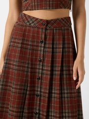 Pia Plaid Midi Skirt