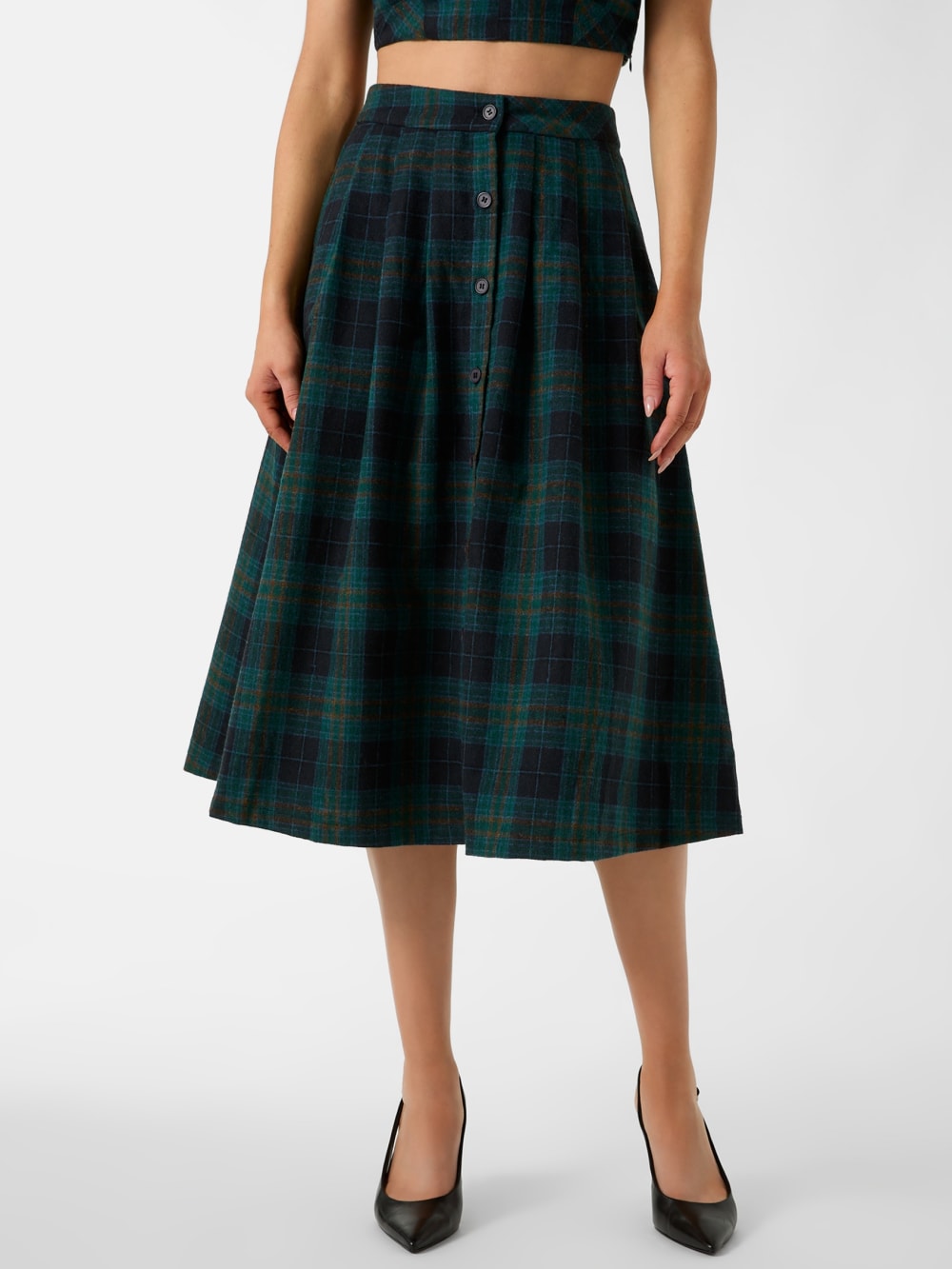 Pia Plaid Midi Skirt