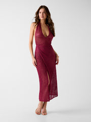Crocheted lurex long dress