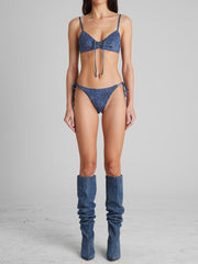 Denim Print Triangle Swim Bottoms