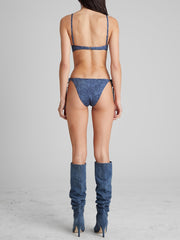 Denim Print Triangle Swim Bottoms