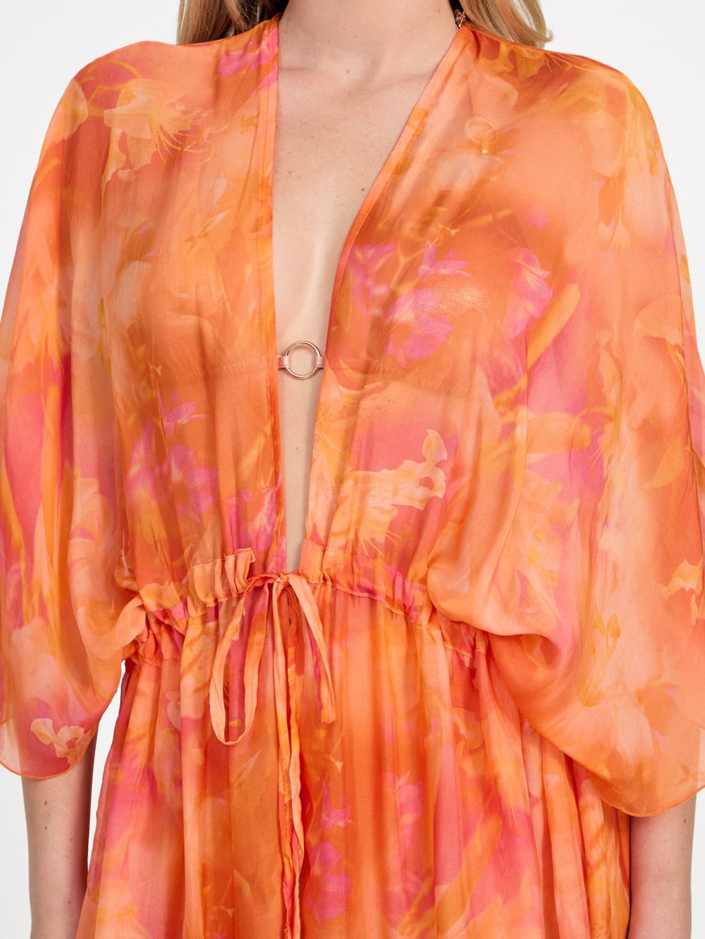 Long Silk-Blend Kimono