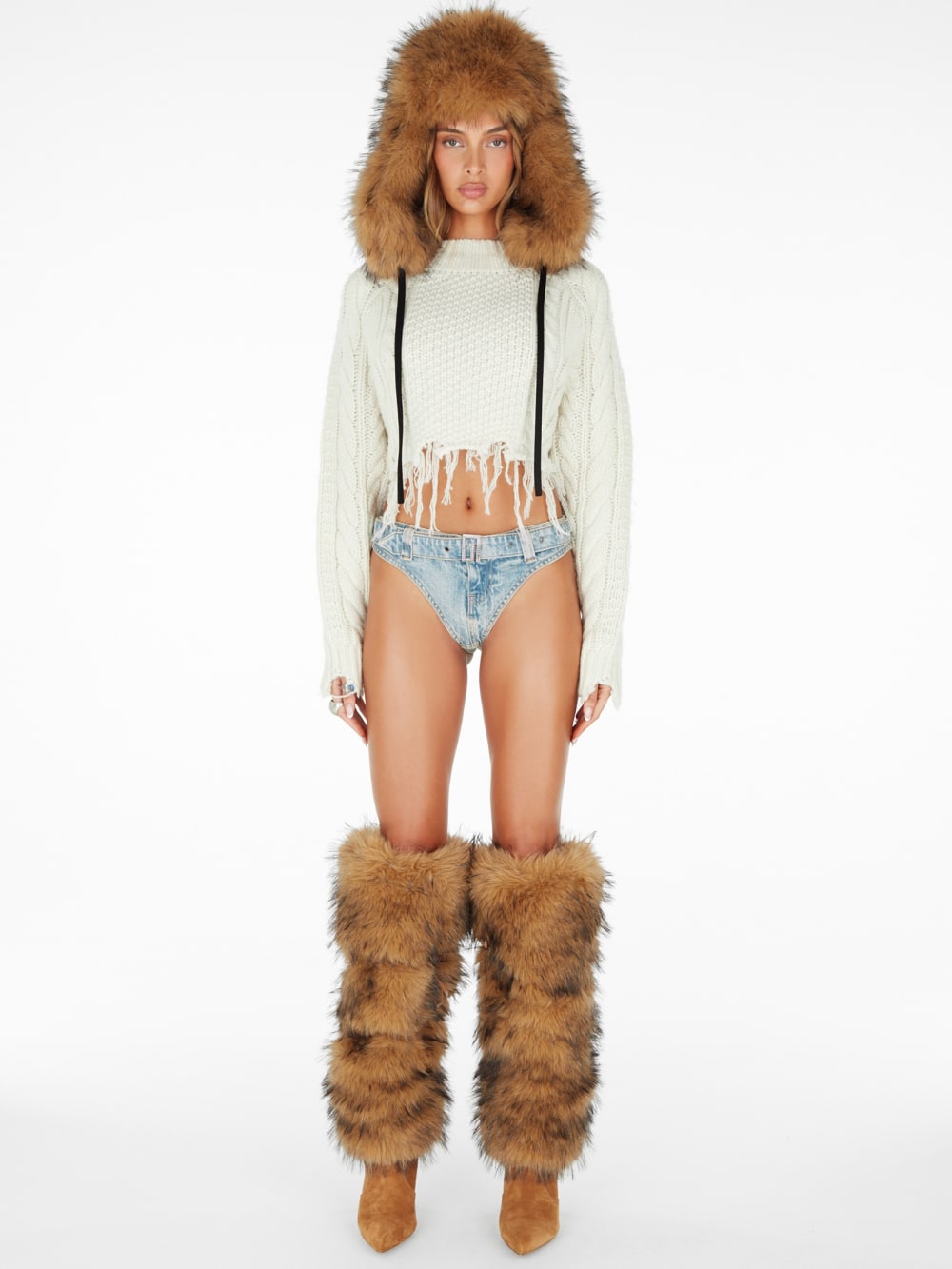 shearling high boots