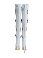 Knee-High Denim Boots