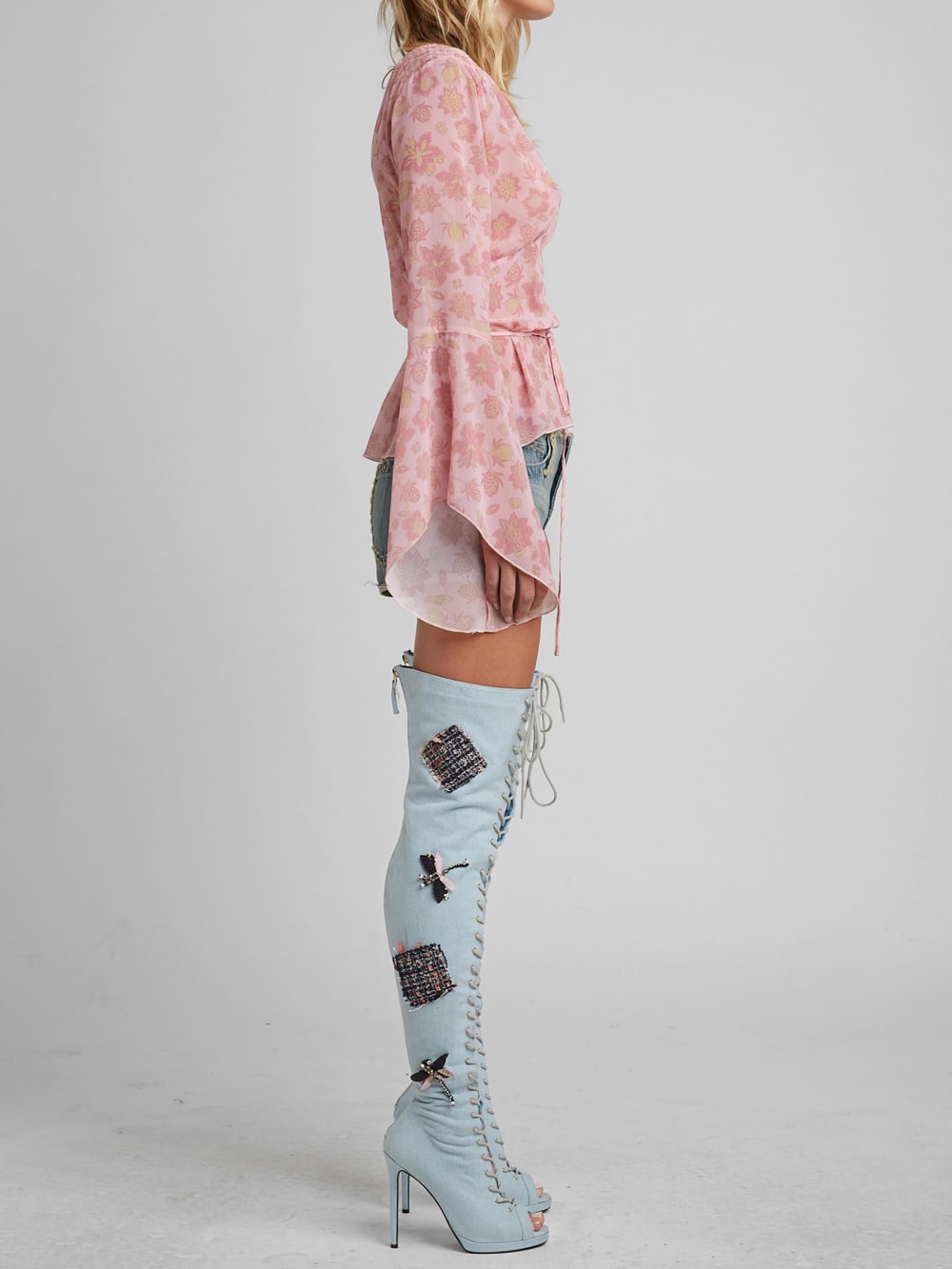 Knee-High Denim Boots