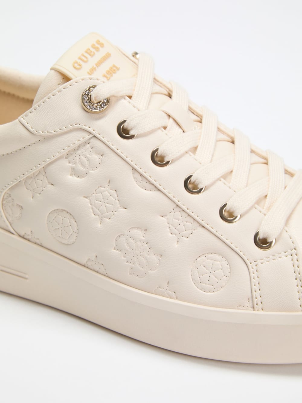 Ronii Debossed Peony Low-Top Sneakers