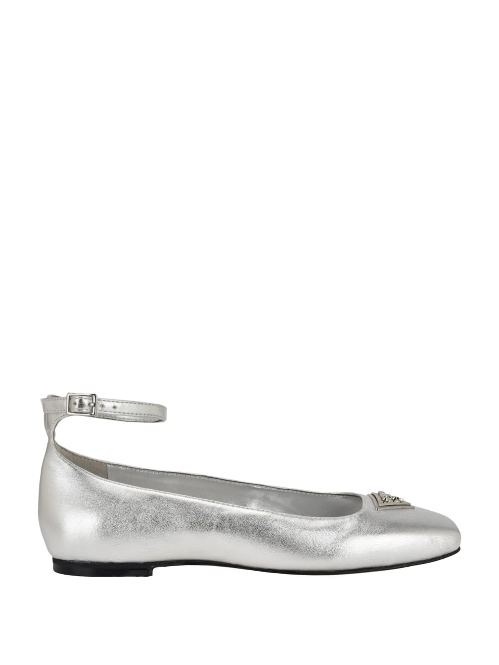 Metallic Ankle Strap Ballet Flats