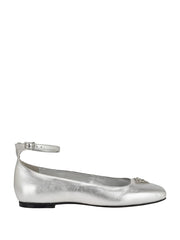 Metallic Ankle Strap Ballet Flats