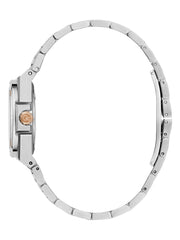 Silver-Tone and Blue Analog Watch