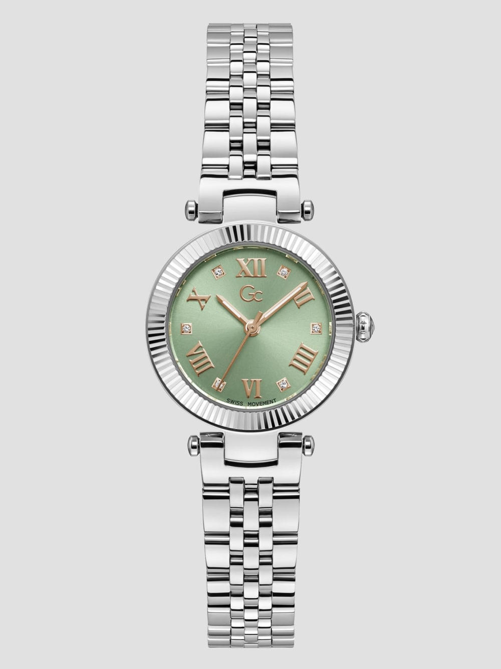 Silver-Tone and Light Green Analog Watch