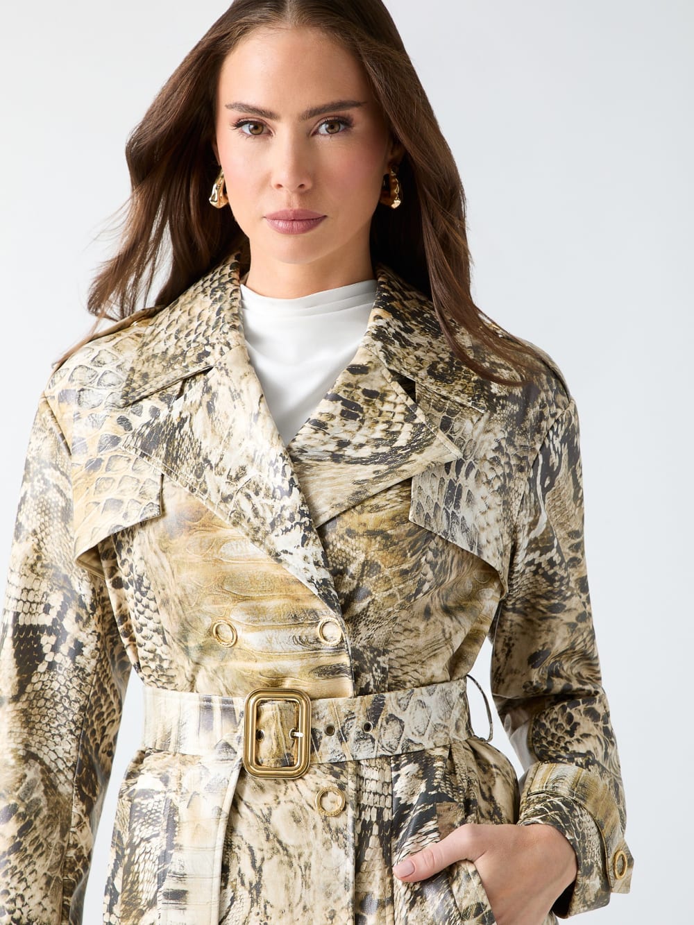 Natalie Printed Short Trench Coat