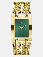 Gold-Tone and Green Analog Watch