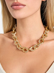 Gold-Tone Pav  Link Necklace
