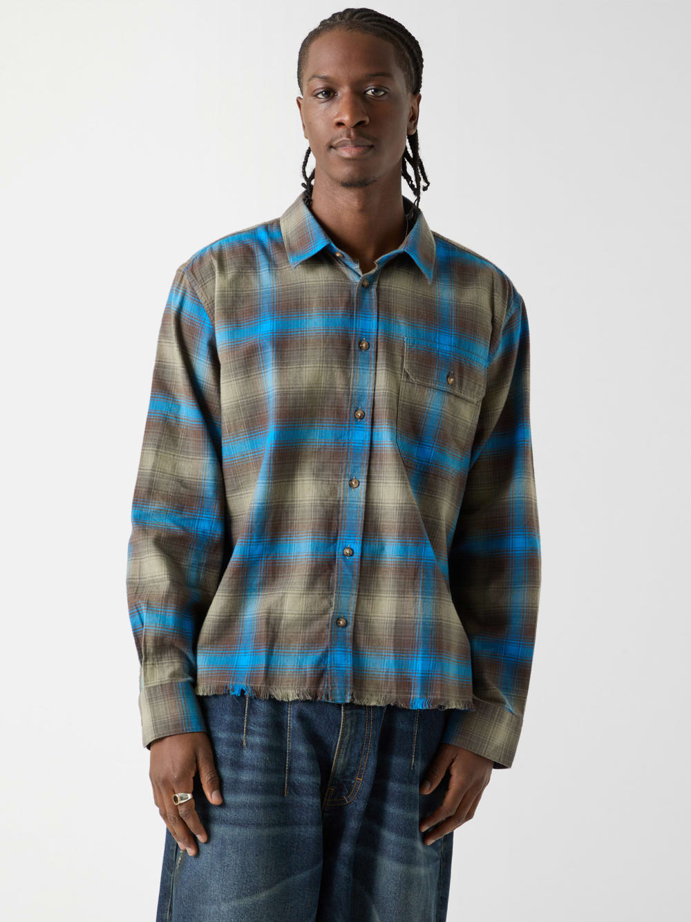 GUESS Originals Eco Plaid Boxy Pocket Shirt