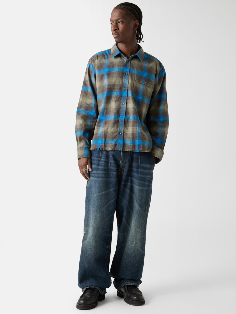 GUESS Originals Eco Plaid Boxy Pocket Shirt