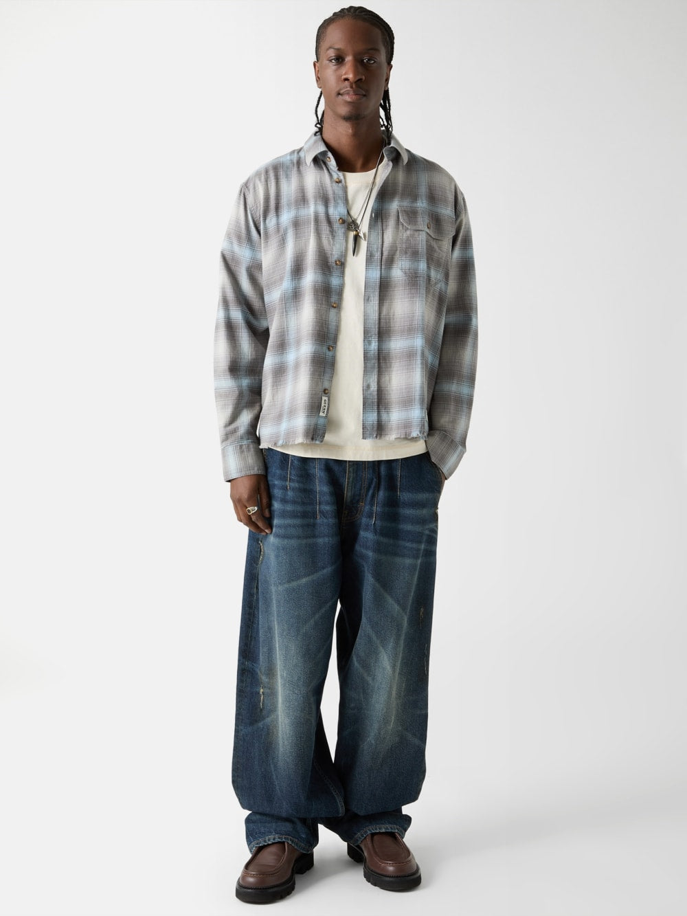 GUESS Originals Eco Plaid Boxy Pocket Shirt