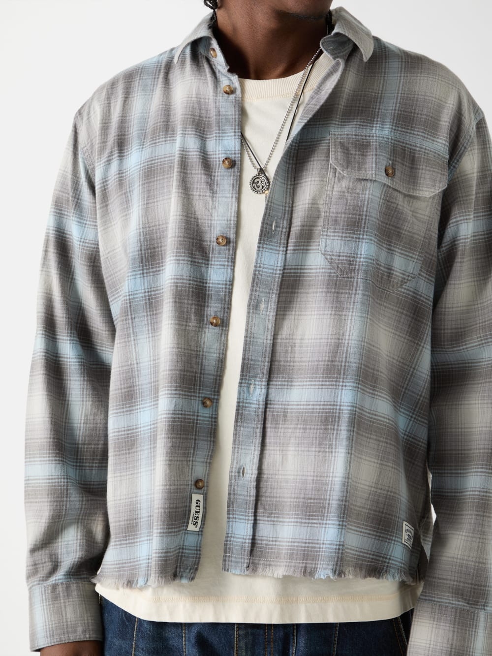GUESS Originals Eco Plaid Boxy Pocket Shirt