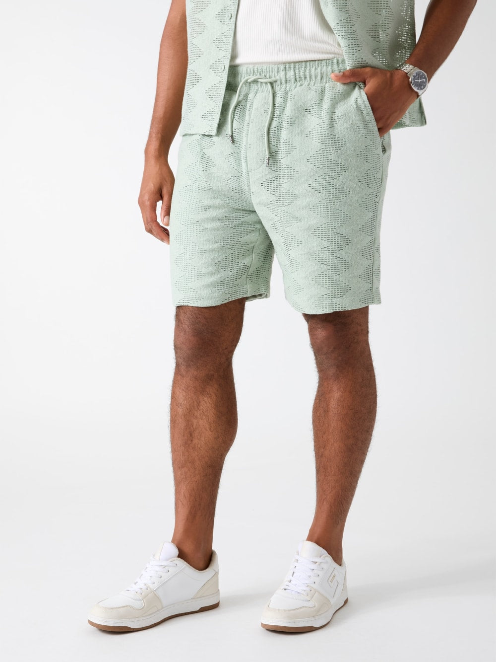 Rib-knit shorts