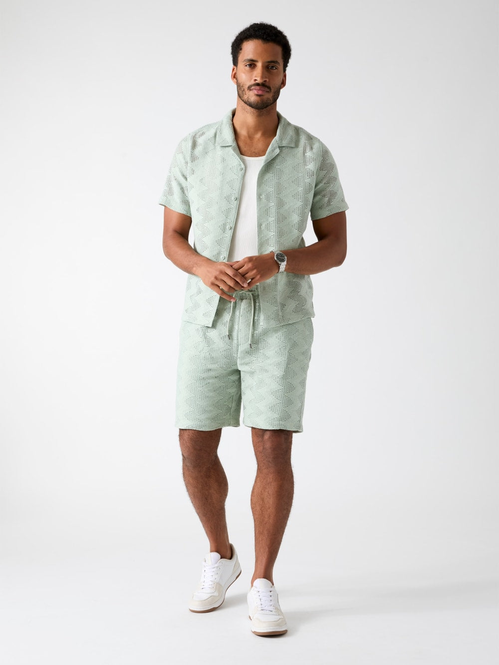 Rib-knit shorts