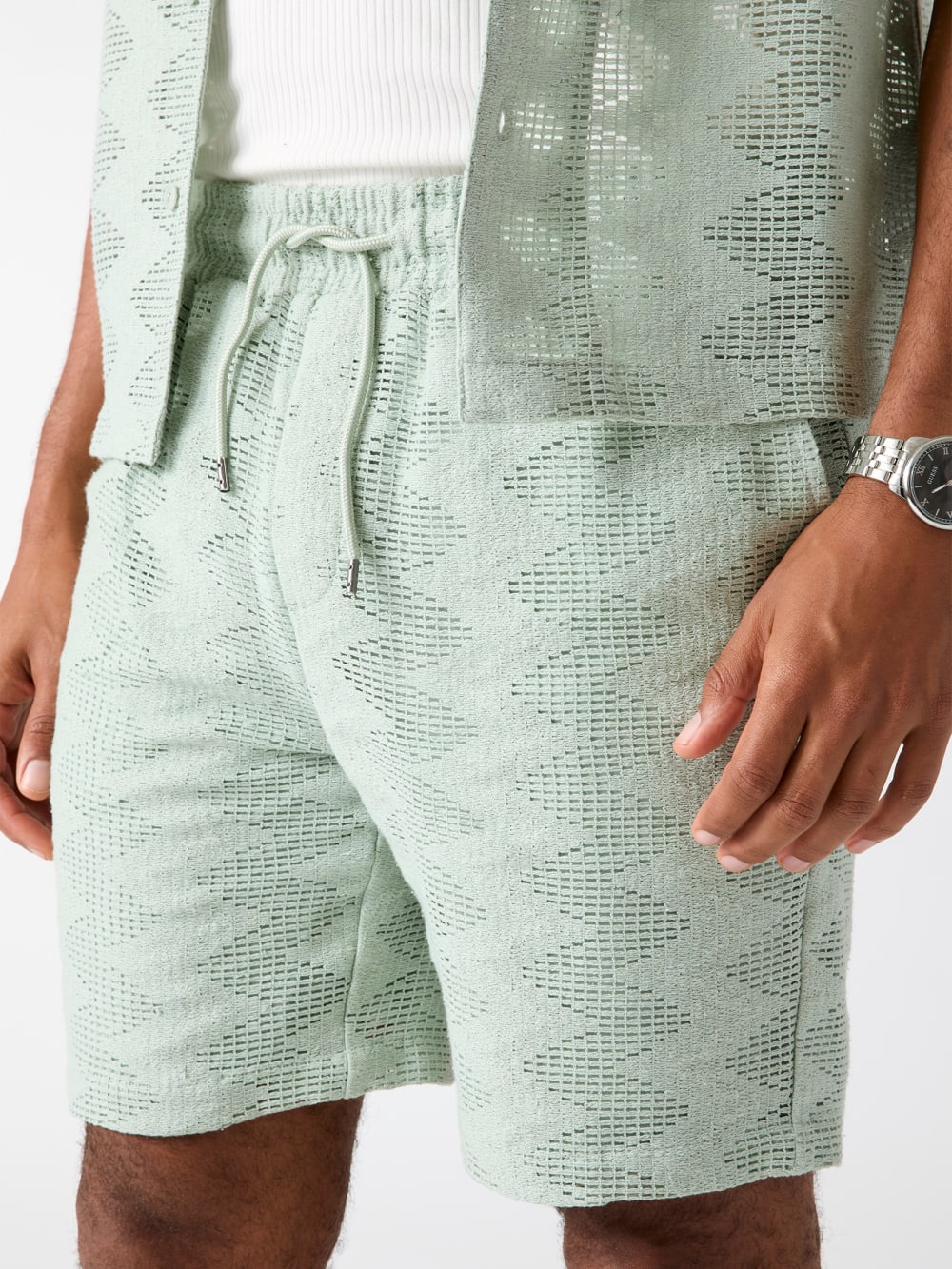 Rib-knit shorts