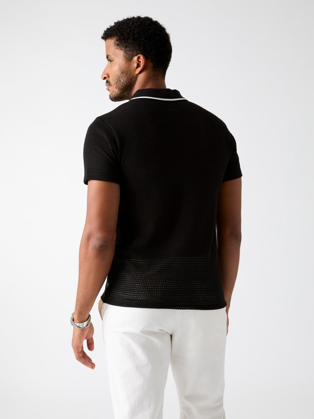 Buttonless polo shirt