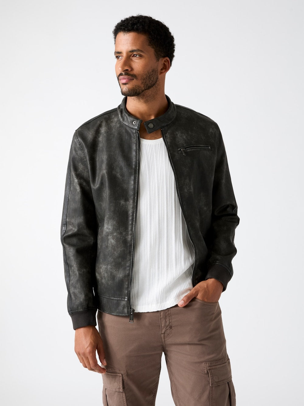 Faux-leather jacket