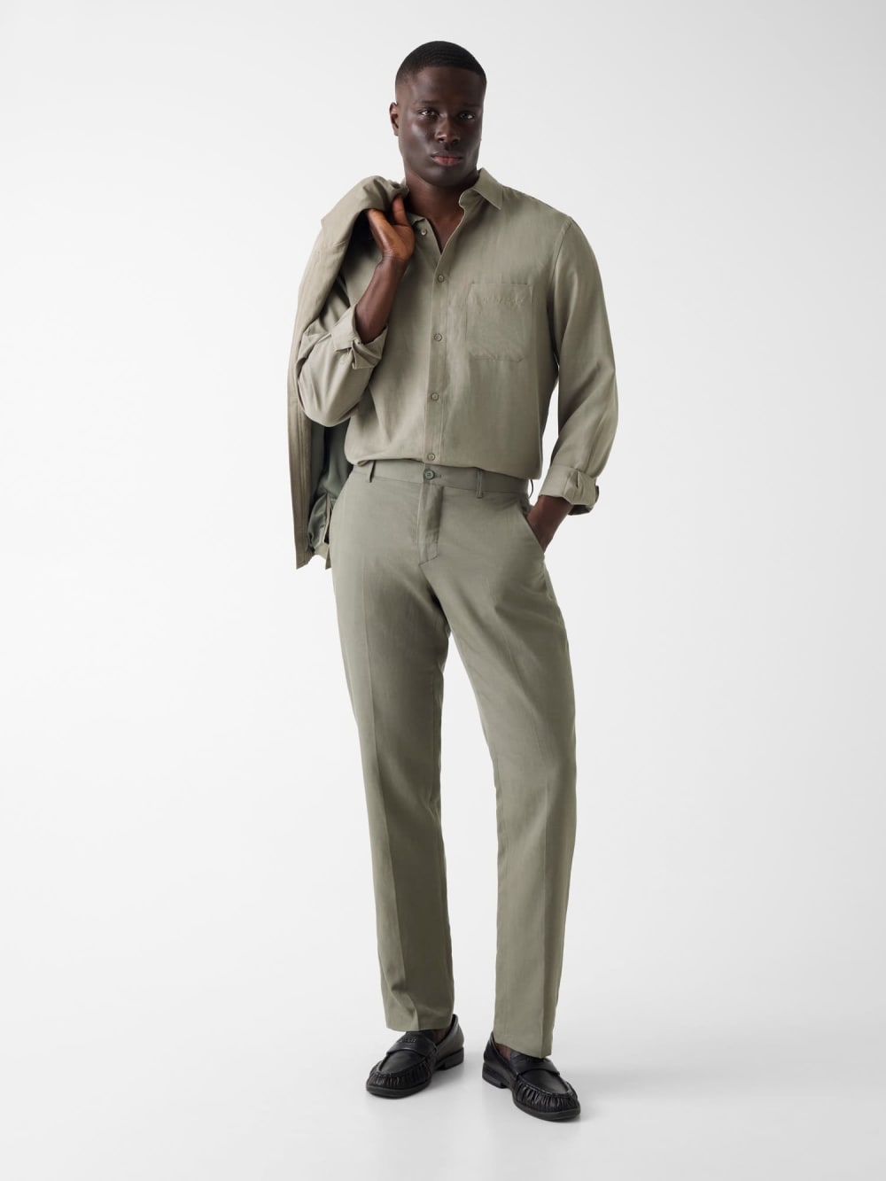 Linen-blend slim pants