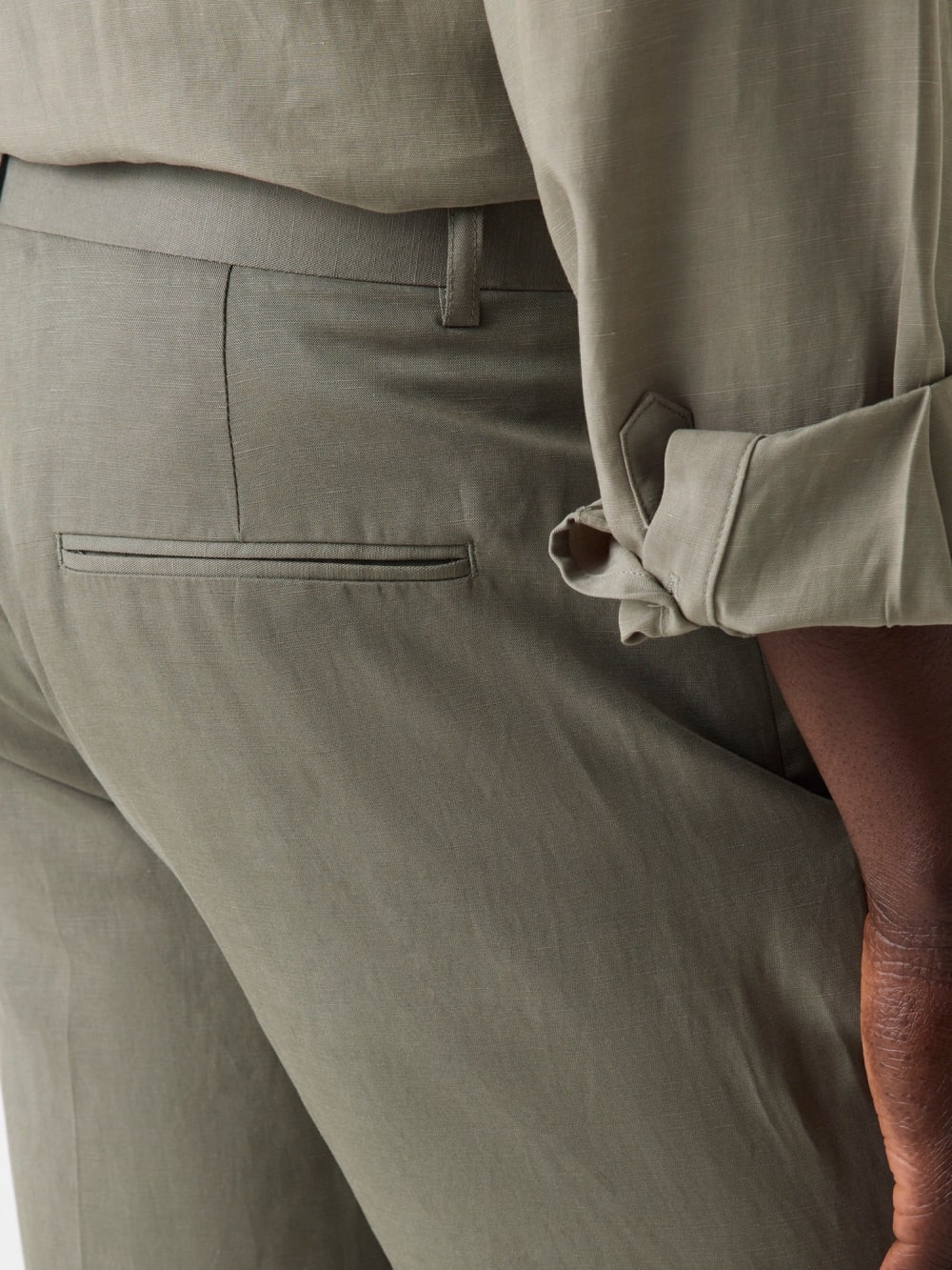Linen-blend slim pants