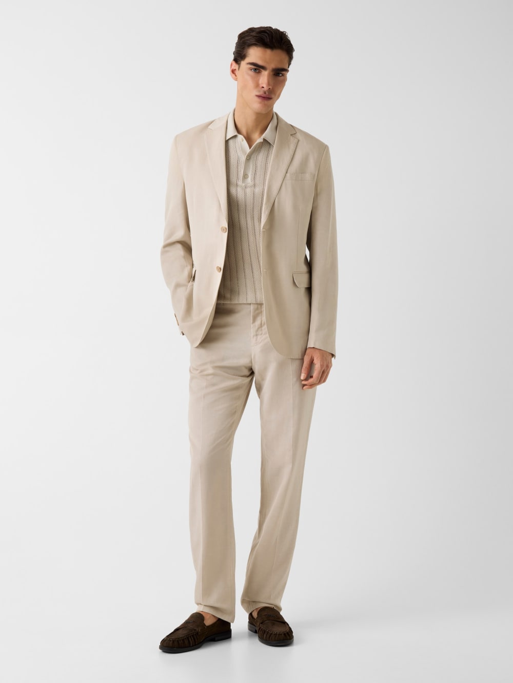 Linen-blend slim pants
