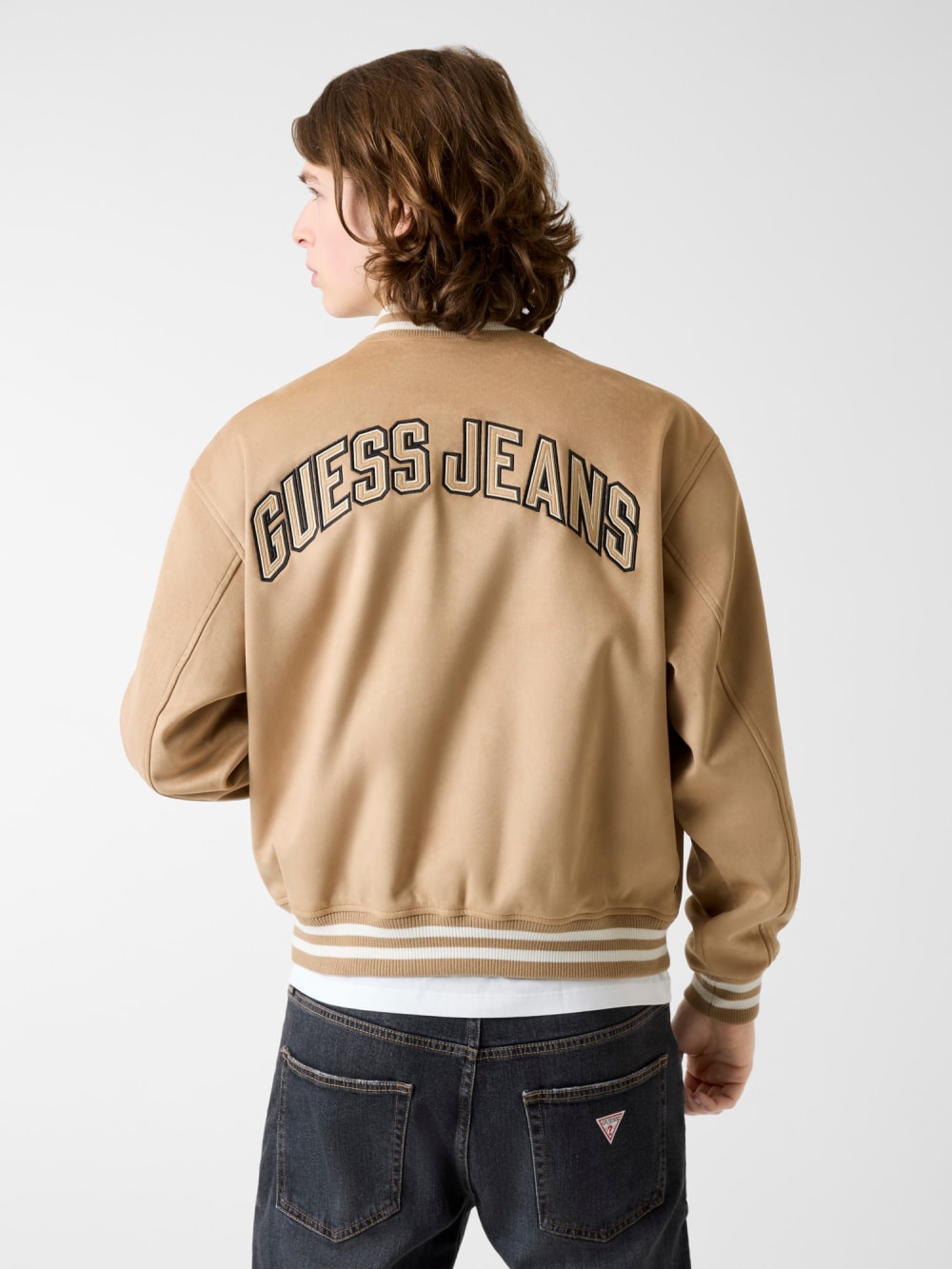 Faux suede bomber jacket