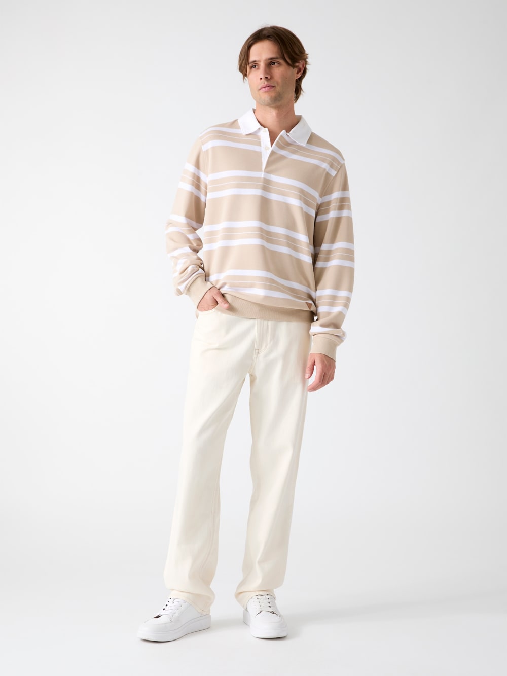Striped polo sweater