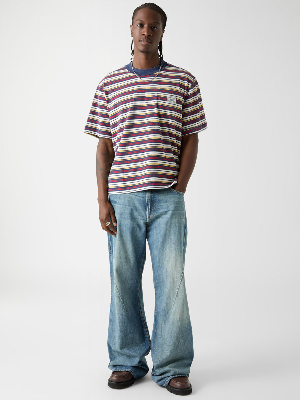 GUESS Originals Eco Striped Boxy Pocket Tee