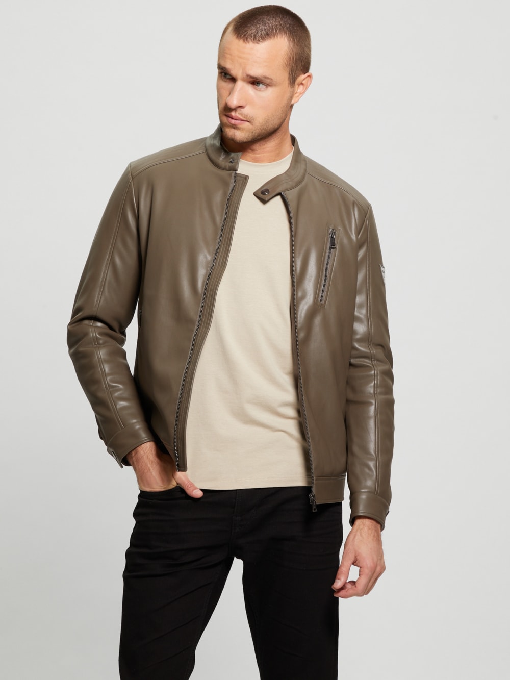 Faux-Leather Biker Jacket