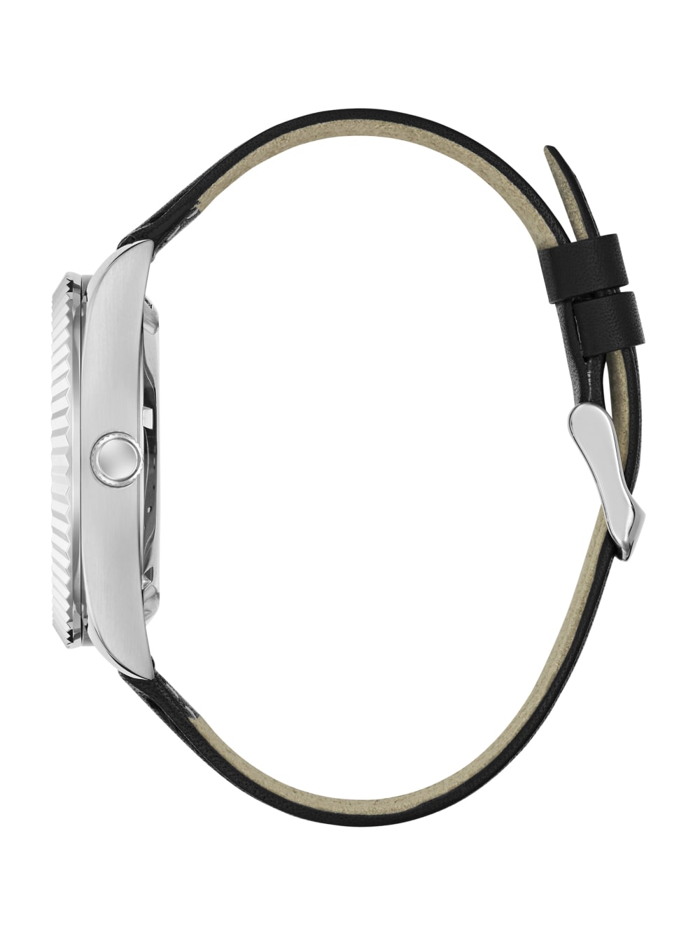 Silver-Tone Analog Leather Watch