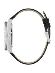 Silver-Tone Analog Leather Watch