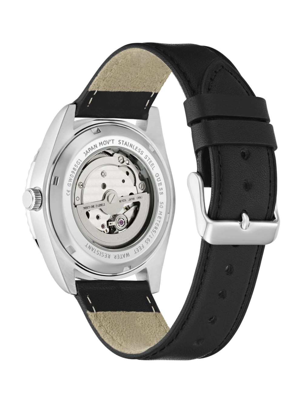 Silver-Tone Analog Leather Watch