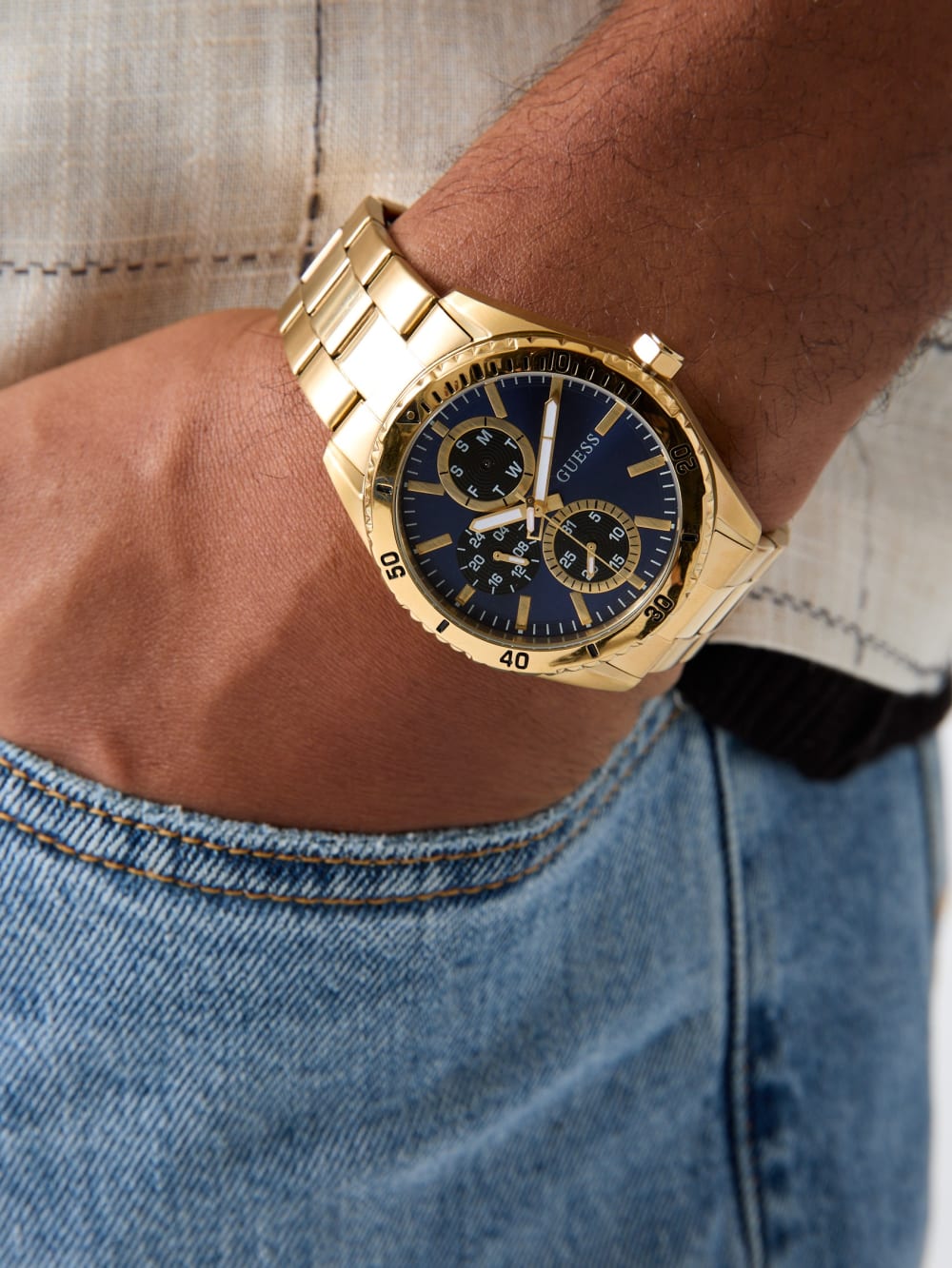 Stainless steel multi-function watch