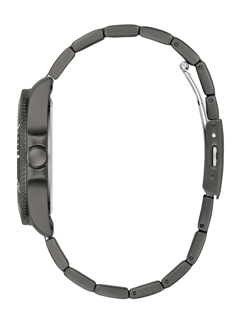 Dark Silver-Tone and Green Analog Watch